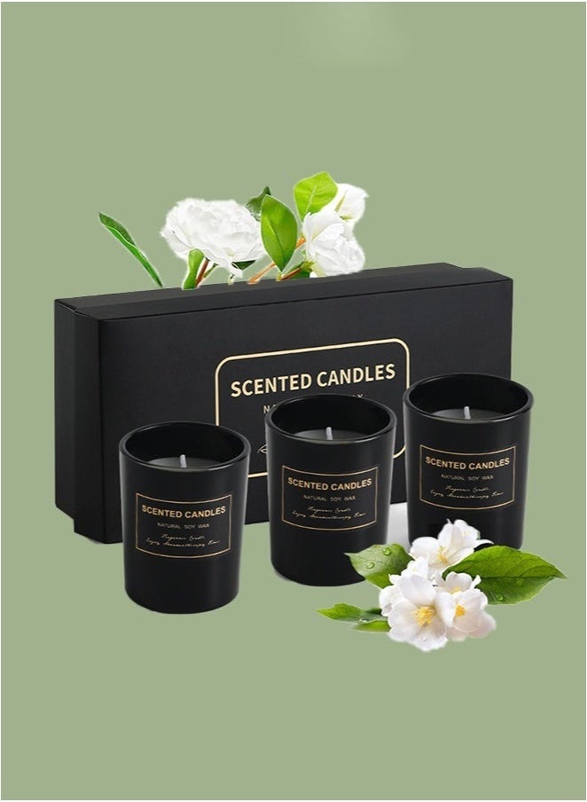 جولدن 3 قطع شموع معطرة، عطر قوي يدوم طويلاً، شمعة معطرة في برطمان فول الصويا، شموع معطرة للمنزل، مجموعة هدايا شموع للاستحمام والسبا واليوغا والسفر، لتخفيف التوتر 159 جرام - Image 2